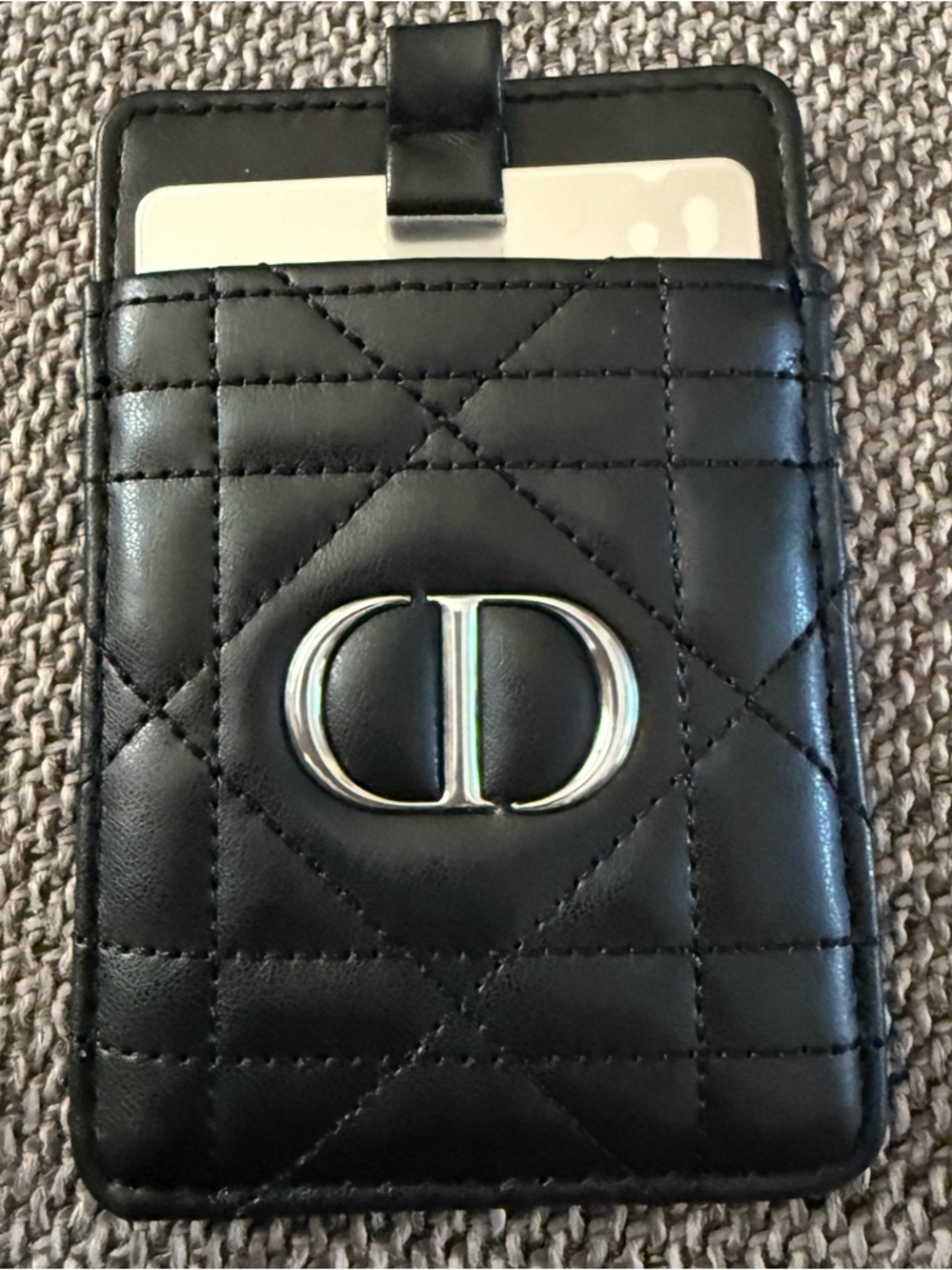 Dior Beauty Black Quilted Faux Leather Card Holder Mirror Phone New Authentic - Picture 6 of 16